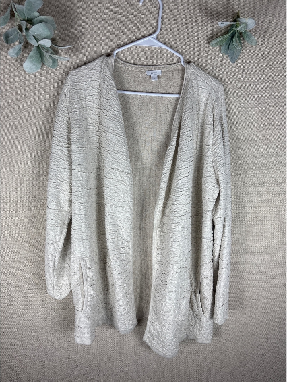 J. Jill > Cream Textured Flowy Cardigan Pockets Medium